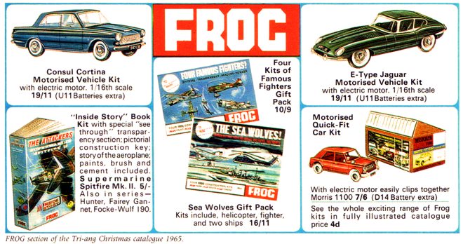 FROG 1/16 auto kits on a Tri-ang X-mas catalogue 1965