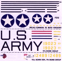 FROG 1/72 B-17E Flying Fortress - decal sheet