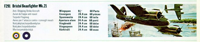 F291 Bristol Beaufighter Mk.21 on a FROG catalog
