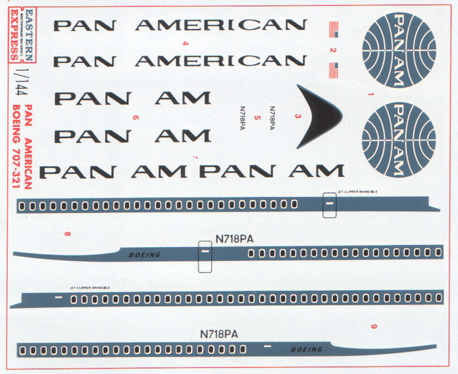 EASTERN EXPRESS 1/144 Boeing 707-321 PAN AM Deal sheet