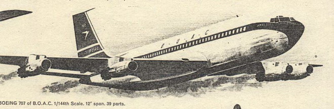 BOEING 707 of B.O.A.C. 1/144th Scale on a FROG Catalog 