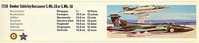 F328 Hawker Siddeley Bucaneer S.Mk.2A or S.Mk.50 on a FROG catalog