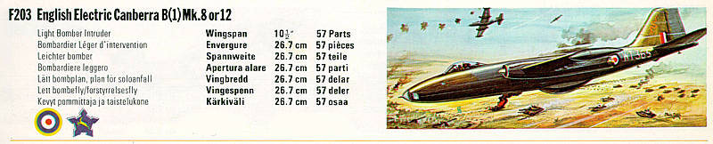 F203 English Electric Canberra B(1) Mk.8 or 12 on a FROG catalog