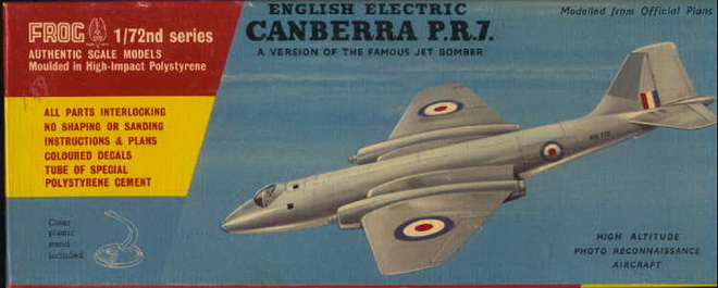 ENGLISH ELECTRIC CANBERRA P.R.7 1/72 FROG mid 1950th kit