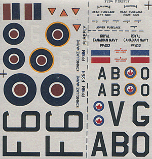 1/72 Fairey Firefly I decal of NOVO kit