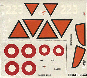 Fokker D.XXI - decal of NOVO kit