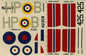 FROG 1/72 Gloster Gladiator Mk.II - decal sheet