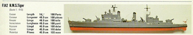 F142 1/410 H.M.S. Tiger on a FROG Catalog