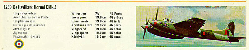F239 De Havilland Hornet F. Mk.3 on a FROG catalog
