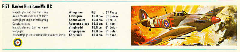 F171 Hawker Hurricane Mk.II C on a FROG catalog