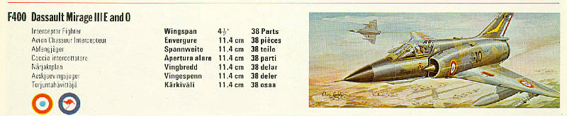 F400 Dassault Mirage III E and O on a FROG catalog