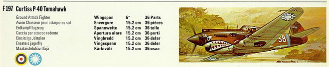 F197 Curtiss P-40 Tomahawk in a FROG Catalog