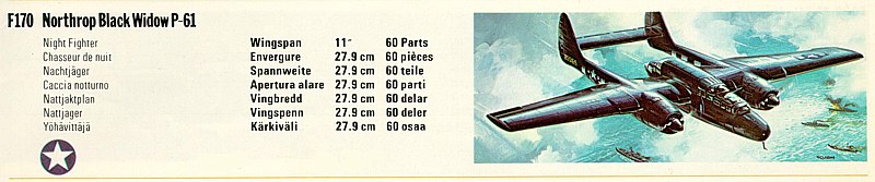 F170 Northrop Black Widow P-61 on a FROG catalog