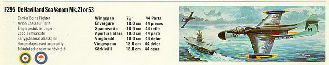 F295 De Havilland Sea Venom Mk.21 or 53 on a FROG catalog