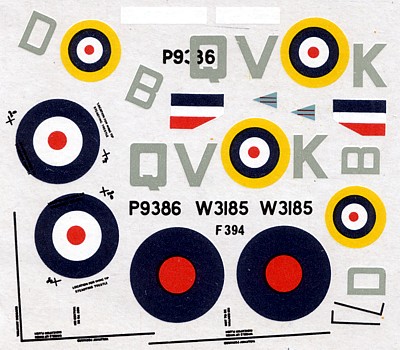 NOVO 1/72 Spitfire 1/5 decal sheet