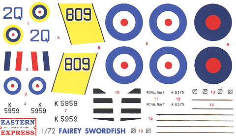 Eastern Express 1/72 Fairey Swordfish Mk.I decal