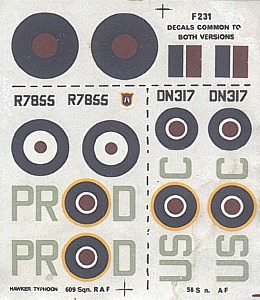 NOVO 1/72 Hawker Typhoon IB decal sheet