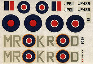 DECAL - 1/72 Hawker Typhoon 1B (bubble) . NOVO Aircraft Kits